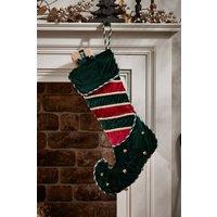 Dibor Set of 2 Green Jingle Bell Velvet Xmas Tree Decoration Christmas Gift Bag | Size: 2 Pack