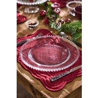 Dibor Set of 2 Bella Perle Christmas Dinner Tableware Charger Plate Serving Plates Dia 33cm in Clear | Size: 2 Pack