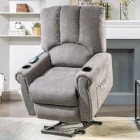 BTM Power Lift Chair with Heat Massage & Standing Assist in Grey