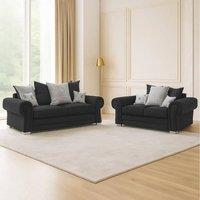 Furniture 786 Verona Scatter Back 3&2 Seater Sofa Set Chenille Fabric in Black