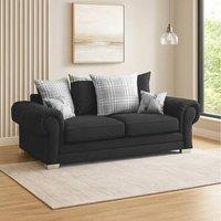 Furniture 786 Verona Sactter Back 3 Seater Sofa Chenille Fabric in Black