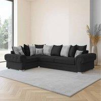Furniture 786 Verona Scatter Back 1c2 Corner Sofa Chenille Fabric in Black