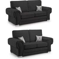 Furniture 786 Chingford Full Back 3&2 Seater Sofa Set Chenille Fabric in Black