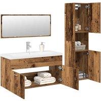 Berkfield Home 4 Piece Bathroom Furniture Set Old Wood Engineered Wood in Brown