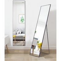 Living and Home Rectangular Full Length Mirror Freestanding Hanging Black