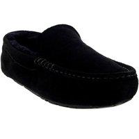 VIVA Polar Men's Moccasins Australian Suede House Loafers Shoes Slippers in Black | Size: 12