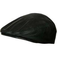 TruClothing Men's Real Leather Flat Cap Ivy Newsboy Peaked Golf Cabbie Hat in Black | Size: 2XL