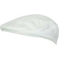 TruClothing Men's Real Leather Flat Cap Ivy Newsboy Peaked Golf Cabbie Hat in White | Size: Small
