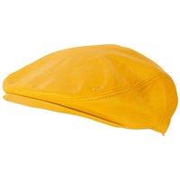 TruClothing Men's Real Leather Flat Cap Ivy Newsboy Peaked Golf Cabbie Hat in Yellow | Size: XL
