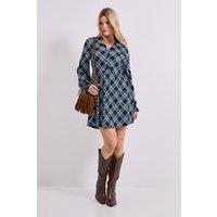 Dorothy Perkins Women's Gingham Button Detail Blouson Sleeve Jersey Mini Dress | Size: 12