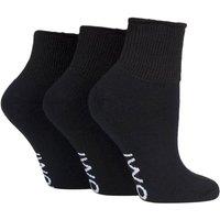 SOCKSHOP Iomi Women's 3 Pair FootNurse Cushioned Foot Diabetic Ankle Socks in Black | Size: 4-8