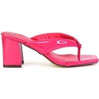 XY London Women's 'Lylia' Square Toe Toe Post Block Heel Sandal Mules in Pink | Size: 4