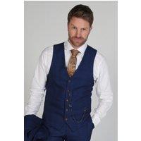 Paul Andrew Men's Alex Check Wedding Waistcoat in Navy | Size: 34R