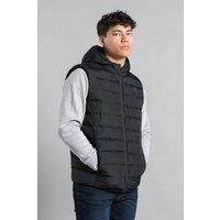 Tokyo Laundry Men's Padded Hooded Gilet with Full Zip in Black | Size: Large