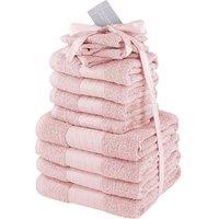 Dreamscene Luxury 100% Cotton 12 Piece Bathroom Towel Bale Set in Light Pink