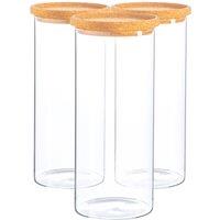 Argon Tableware Glass Storage Jars with Cork Lids 1.5 Litre Pack of 3 in Clear