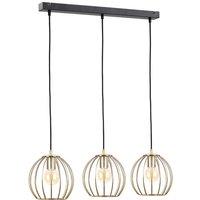 Netlighting Globe Bar Pendant Ceiling Light Black Gold 60cm 3x E27