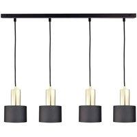 Netlighting Luce Bar Pendant Ceiling Light Black Gold 100cm 4x E27