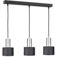 Netlighting Luce Bar Pendant Ceiling Light Black Silver 60cm 3x E27