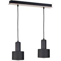 Netlighting Luce Bar Pendant Ceiling Light Black Wood 50cm 2x E27