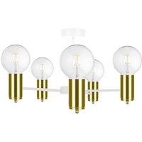 Netlighting Arde Multi Arm Semi Flush Ceiling Light White Gold 60cm 5x E27