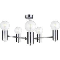Netlighting Arde Multi Arm Semi Flush Ceiling Light Silver 60cm 5x E27