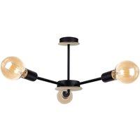 Netlighting Sun Multi Arm Semi Flush Ceiling Light Wood Black 40cm 3x E27