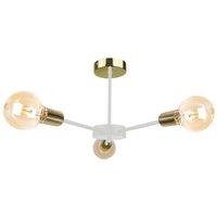 Netlighting Sun Multi Arm Semi Flush Ceiling Light White Gold 40cm 3x E27