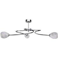 Netlighting Flower Multi Arm Semi Flush Ceiling Light Silver 63cm 3x E27