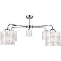 Netlighting Diament Multi Arm Semi Flush Ceiling Light Silver 60cm 5x E27