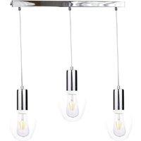 Netlighting Verre Bar Pendant Ceiling Light Silver 60cm 3x E27