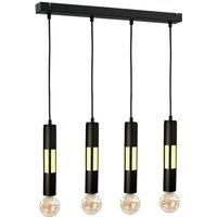 Netlighting Magnum Bar Pendant Ceiling Light Black Gold 60cm 4x E27