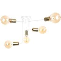 Netlighting Nixon Multi Arm Semi Flush Ceiling Light White Gold 50cm 5x E27