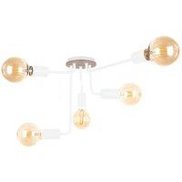 Netlighting Nixon Multi Arm Semi Flush Ceiling Light Wood White 50cm 5x E27