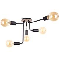Netlighting Nixon Multi Arm Semi Flush Ceiling Light Wood Black 50cm 5x E27