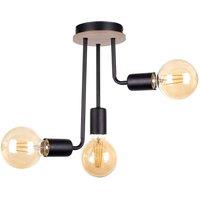 Netlighting Megan Multi Arm Semi Flush Ceiling Light Wood Black 25cm 3x E27
