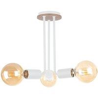 Netlighting Venna Multi Arm Semi Flush Ceiling Light Wood White 25cm 3x E27