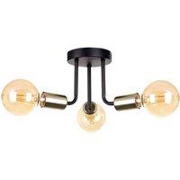Netlighting Luna Multi Arm Semi Flush Ceiling Light Black Gold 25cm 3x E27