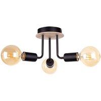 Netlighting Luna Multi Arm Semi Flush Ceiling Light Wood Black 25cm 3x E27