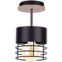 Netlighting Casa Cylindrical Ceiling Light Black Wood 12cm 1x E27