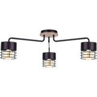 Netlighting Casa Multi Arm Semi Flush Ceiling Light Black Wood 70cm 3x E27