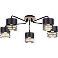 Netlighting Casa Multi Arm Semi Flush Ceiling Light Black Wood 70cm 5x E27