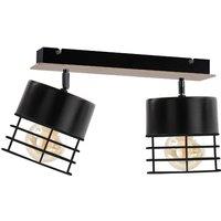 Netlighting Casa Twin Ceiling Spotlight Black Wood 50cm 2x E27