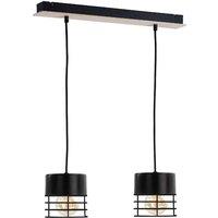 Netlighting Casa Bar Pendant Ceiling Light Black Wood 50cm 2x E27