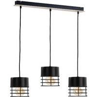 Netlighting Casa Bar Pendant Ceiling Light Black Wood 60cm 3x E27