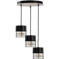 Netlighting Casa Cluster Pendant Ceiling Light Black Wood 32cm 3x E27