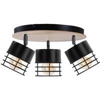 Netlighting Casa Ceiling Spotlight Clusters Black Wood 32cm 3x E27
