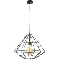 Netlighting Kira Wire Frame Pendant Ceiling Light Black Gold 52cm 1x E27