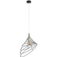 Netlighting Ben Wire Frame Pendant Ceiling Light Black Wood 29cm 1x E27