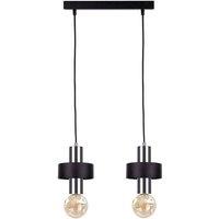 Netlighting Unica Bar Pendant Ceiling Light Black Silver 50cm 2x E27